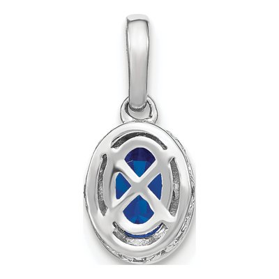 14K White Gold 1/10 ct tw Sapphire & Diamond Oval Pendant – view 4