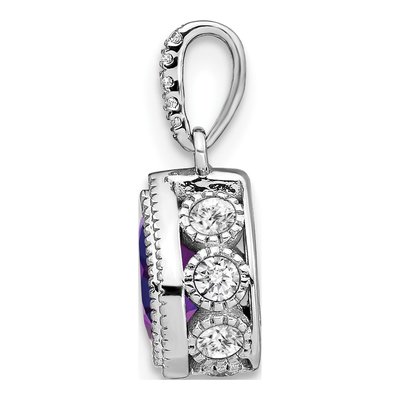 14K White Gold 0.3 ct tw Amethyst & Diamond Pear Pendant – view 2