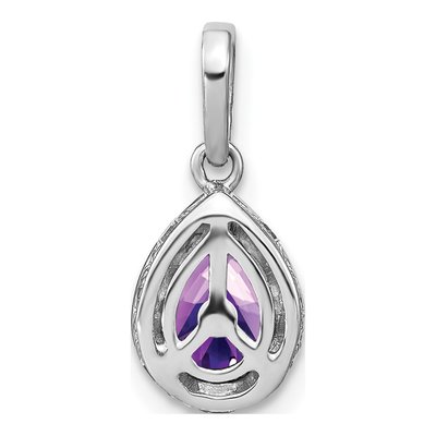 14K White Gold 0.3 ct tw Amethyst & Diamond Pear Pendant – view 3