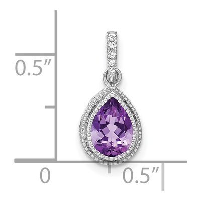 14K White Gold 0.3 ct tw Amethyst & Diamond Pear Pendant – view 4
