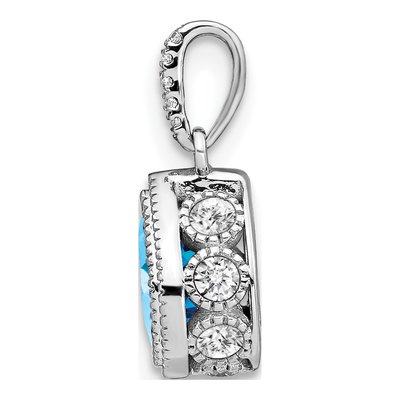 14K White Gold 0.3 ct tw Swiss Blue Topaz & Diamond Pear Pendant – view 2
