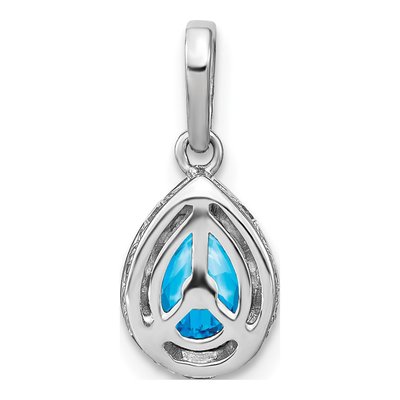 14K White Gold 0.3 ct tw Swiss Blue Topaz & Diamond Pear Pendant – view 3