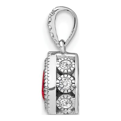 14K White Gold 1/6 ct tw Ruby & Diamond Pear Pendant – view 3