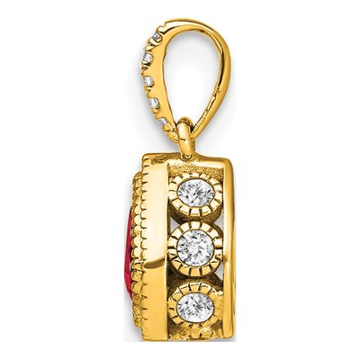 14K Yellow Gold 1/6 ct tw Ruby & Diamond Pear Pendant – view 2