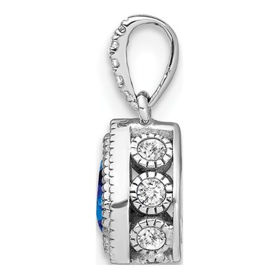 14K White Gold Pear Sapphire & Diamond Pendant – view 3