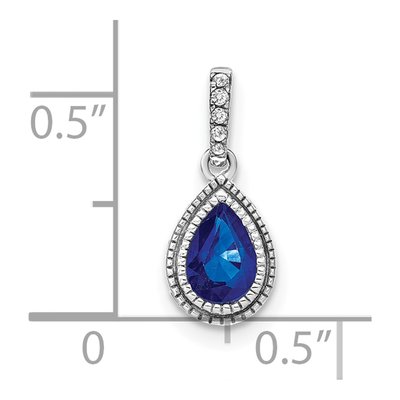 14K White Gold Pear Sapphire & Diamond Pendant – view 4