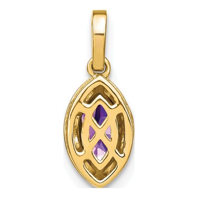 14K Yellow Gold 1/8 ct tw Amethyst & Diamond Marquise Pendant – view 3