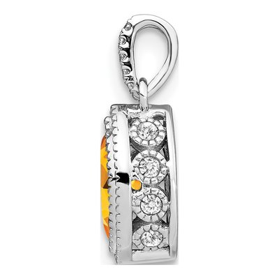 14K White Gold 1/8 ct tw Citrine & Diamond Marquise Pendant – view 2