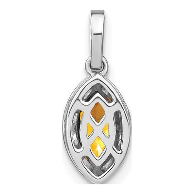 14K White Gold 1/8 ct tw Citrine & Diamond Marquise Pendant – view 3
