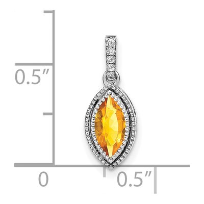 14K White Gold 1/8 ct tw Citrine & Diamond Marquise Pendant – view 4