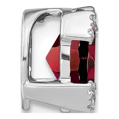 14K White Gold Garnet & Diamond Oval Slide Pendant – view 2