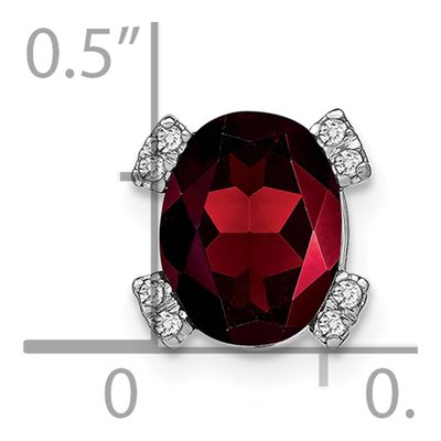 14K White Gold Garnet & Diamond Oval Slide Pendant – view 3