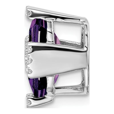 14K White Gold 1/20 ct tw Amethyst & Diamond Vintage Slide Pendant – view 2