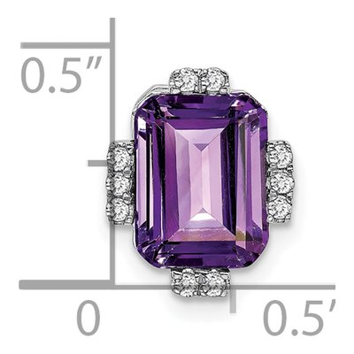 14K White Gold 1/20 ct tw Amethyst & Diamond Vintage Slide Pendant – view 3