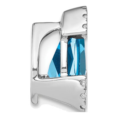 14K White Gold 0.09 ct tw Swiss Blue Topaz & Diamond Pear Slide Pendant – view 2
