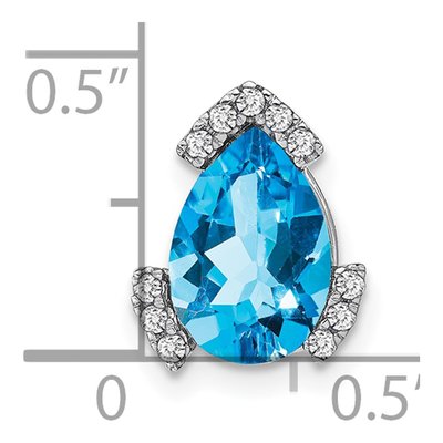 14K White Gold 0.09 ct tw Swiss Blue Topaz & Diamond Pear Slide Pendant – view 3