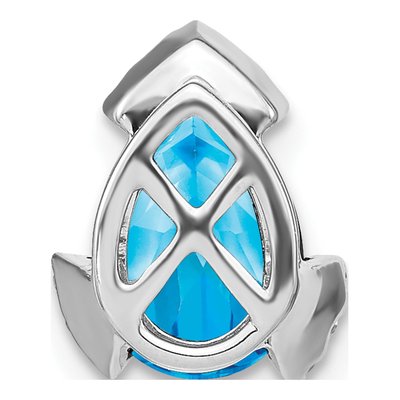 14K White Gold 0.09 ct tw Swiss Blue Topaz & Diamond Pear Slide Pendant – view 4