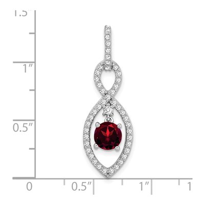 14K White Gold 0.4 ct tw Garnet & Diamond Dangle Slide Pendant – view 3