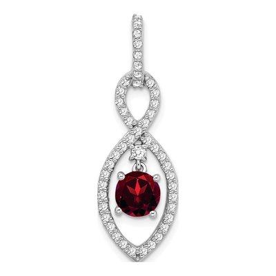 14K White Gold 0.4 ct tw Garnet & Diamond Dangle Slide Pendant