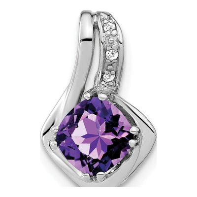 10K White Gold Amethyst & Diamond Slide Pendant