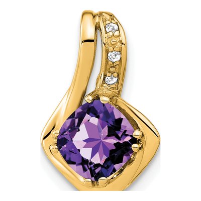 14K Yellow Gold Amethyst & Diamond Slide Pendant