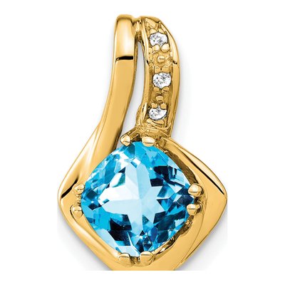 10K Yellow Gold Swiss Blue Topaz & Diamond Slide Pendant