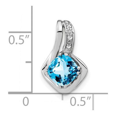 14K White Gold Swiss Blue Topaz & Diamond Slide Pendant – view 2