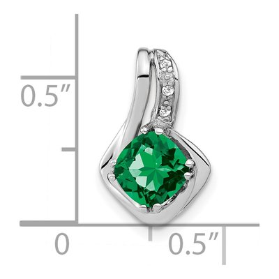 14K White Gold Lab-Created Emerald & Diamond Slide Pendant – view 3
