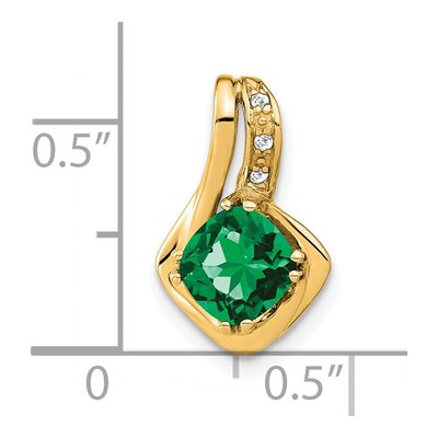 14K Yellow Gold Lab-Created Emerald & Diamond Slide Pendant – view 2