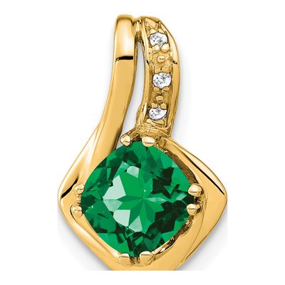 14K Yellow Gold Lab-Created Emerald & Diamond Slide Pendant