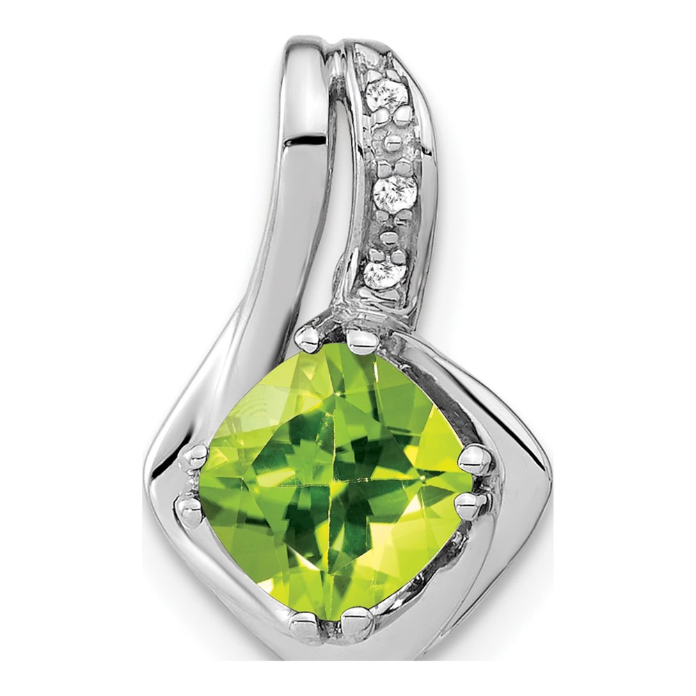 14K White Gold Peridot & Diamond Slide Pendant