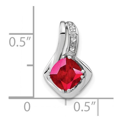14K White Gold Lab-Created Ruby & Diamond Slide Pendant – view 3