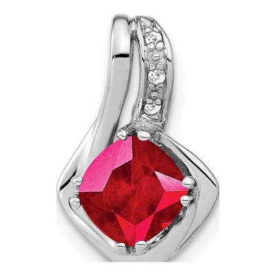 14K White Gold Lab-Created Ruby & Diamond Slide Pendant