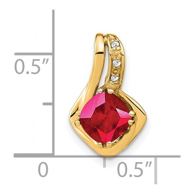 14K Yellow Gold Lab-Created Ruby & Diamond Slide Pendant – view 3