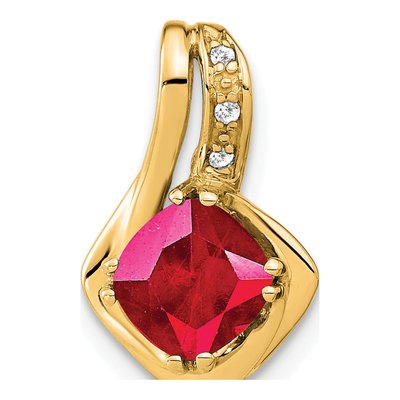 14K Yellow Gold Lab-Created Ruby & Diamond Slide Pendant