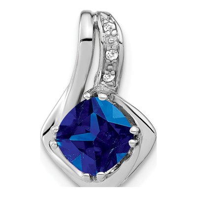 14K White Gold Lab-Created Sapphire & Diamond Slide Pendant