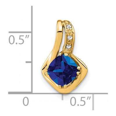 14K Yellow Gold Lab-Created Sapphire & Diamond Slide Pendant – view 2