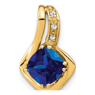 14K Yellow Gold Lab-Created Sapphire & Diamond Slide Pendant