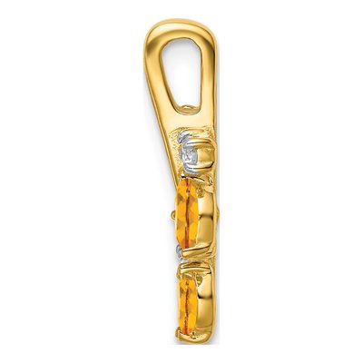 14K Yellow Gold Citrine & Diamond Leaves Slide – view 2