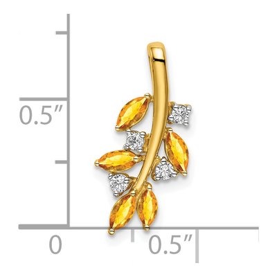 14K Yellow Gold Citrine & Diamond Leaves Slide – view 3