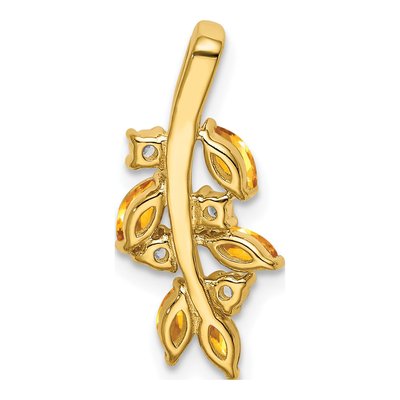 14K Yellow Gold Citrine & Diamond Leaves Slide – view 4