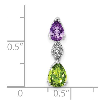 14K White Gold Peridot & Amethyst Slide Pendant – view 3