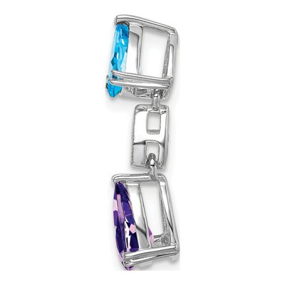 14K White Gold Amethyst & Swiss Blue Topaz Slide Pendant – view 2