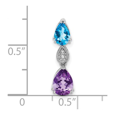 14K White Gold Amethyst & Swiss Blue Topaz Slide Pendant – view 3