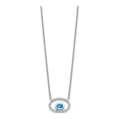 14K White Gold 1/15 ct tw Swiss Blue Topaz & Diamond Necklace – view 2