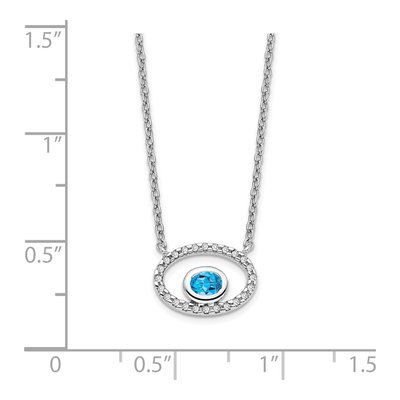 14K White Gold 1/15 ct tw Swiss Blue Topaz & Diamond Necklace – view 3