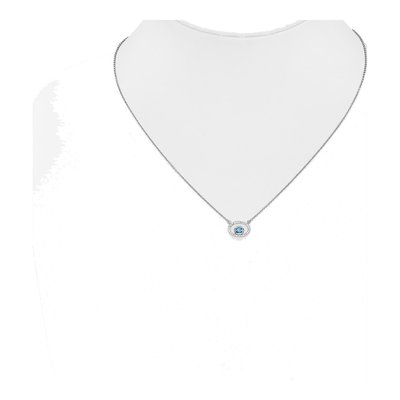 14K White Gold 1/15 ct tw Swiss Blue Topaz & Diamond Necklace – view 4