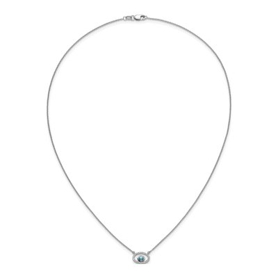 14K White Gold 1/15 ct tw Swiss Blue Topaz & Diamond Necklace – view 5
