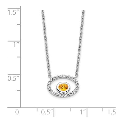 14K White Gold 1/15 ct tw Citrine & Diamond Oval Necklace – view 4