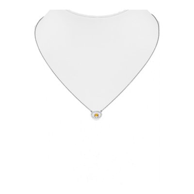 14K White Gold 1/15 ct tw Citrine & Diamond Oval Necklace – view 5